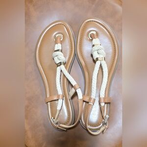 Michael Kors Tan and Cream Rope Sandals